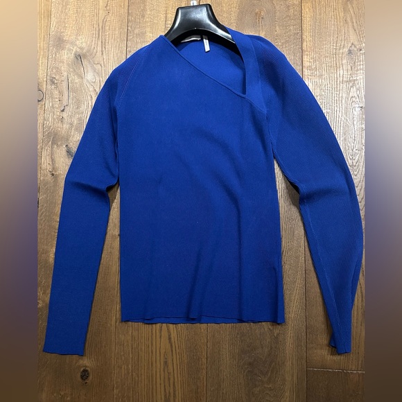 Helmut Lang Royal Blue Ribbed Knit Top - Picture 11 of 11